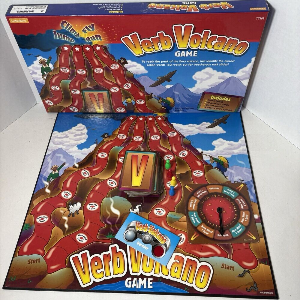 Lakeshore Board Game Verb‎ Volcano Education English Homeschool Cards F4